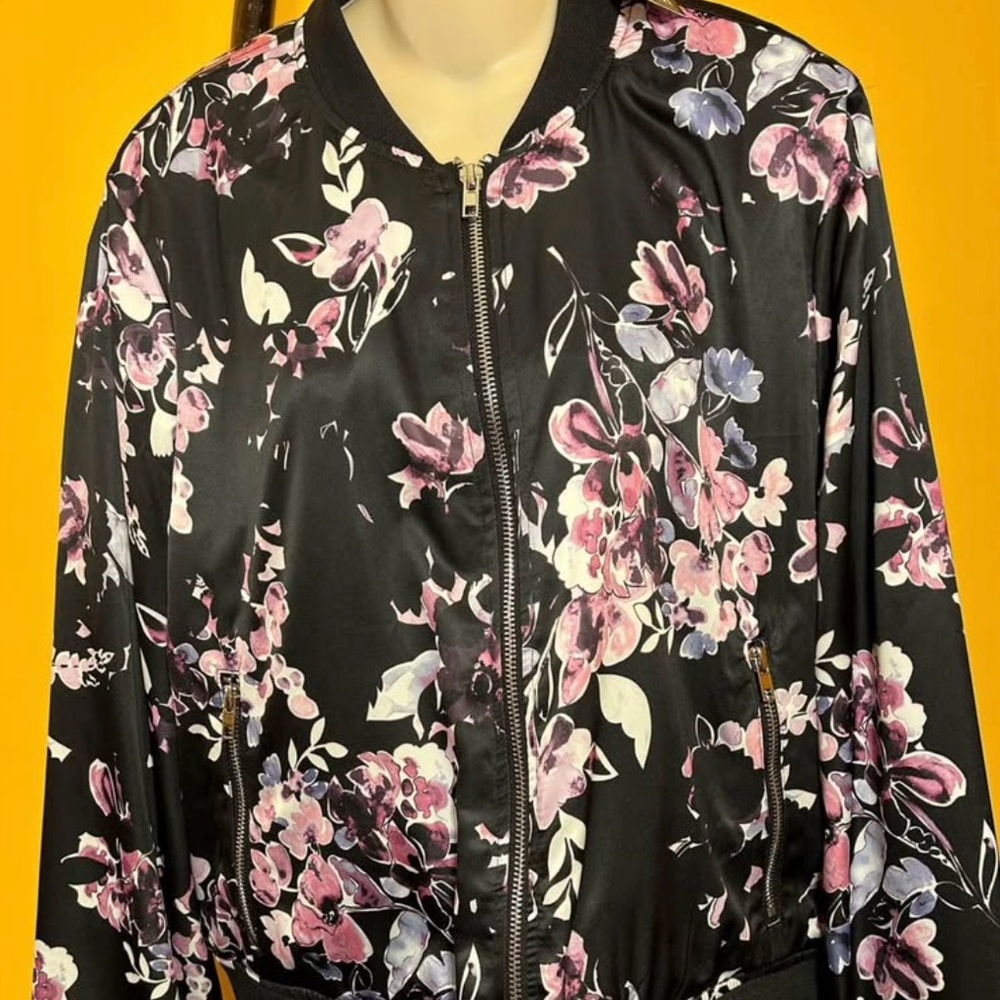 a.n.a Black and Purple Floral Bomber Jacket
